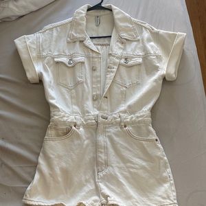 Cream colored/Jean material romper